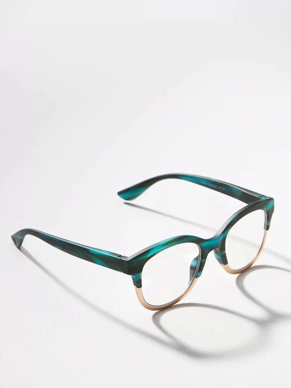 New Anthropologie Green &‎ Gold Peepers Georgia Readers +2.50
